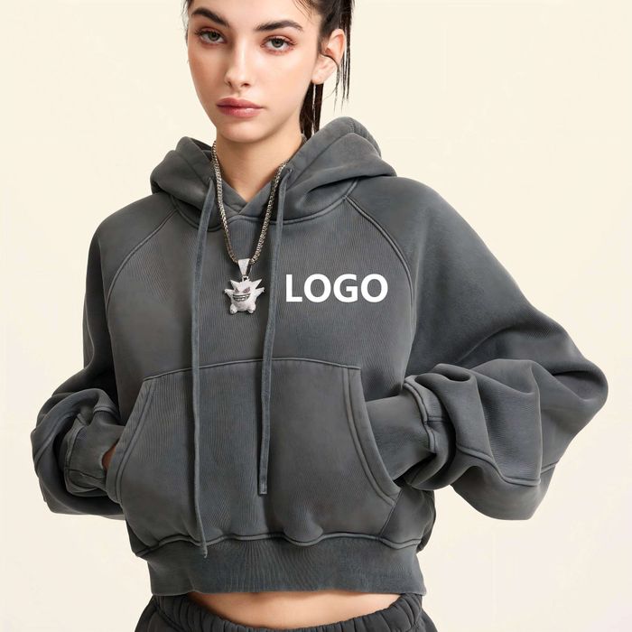 380gsm Cropped Oversized Hoodie for Women — Brushed Fleece for Loungewear Collections