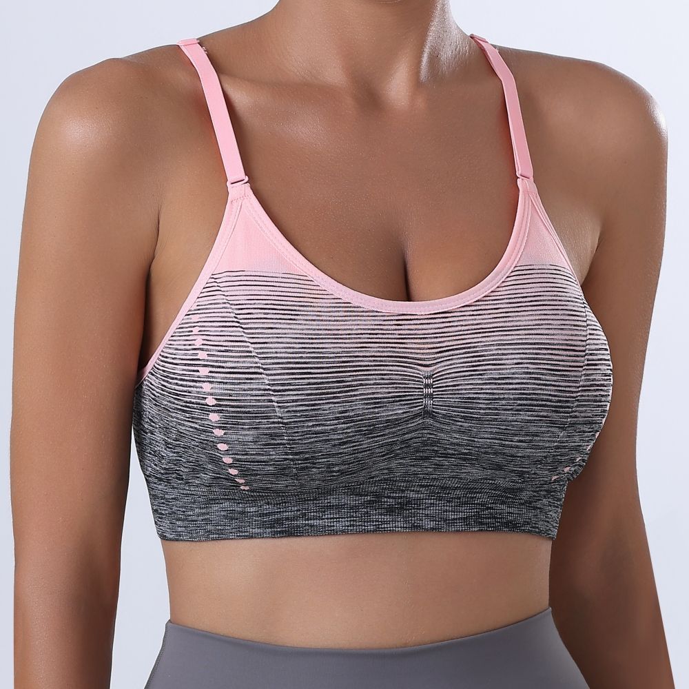 Medium-Impact Yoga Bra with Removable Cups — 220gsm Nylon-Spandex for Studio & Pilates Lines