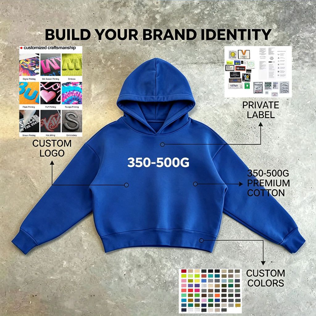 380gsm Cropped Oversized Hoodie for Women — Brushed Fleece for Loungewear Collections